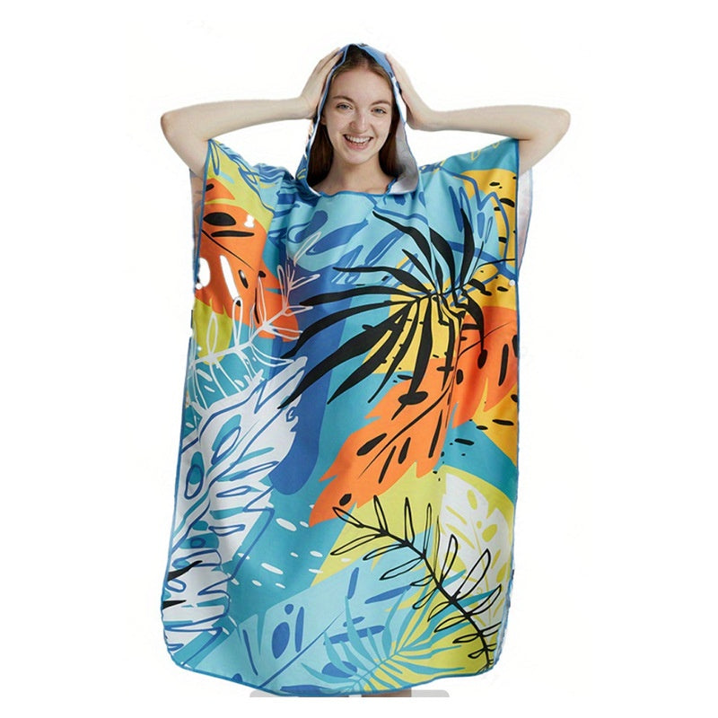 Cross-border Hot Selling Floral Hooded Laundry Quick-drying Towel Cloak Bathrobe Beach Towel Bathtub Pool Shawl Wholesale