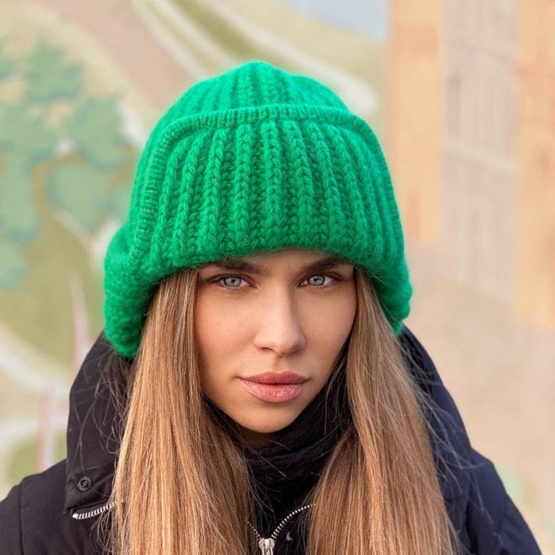 Women's Personalized Flanged Warm Sweater Hat