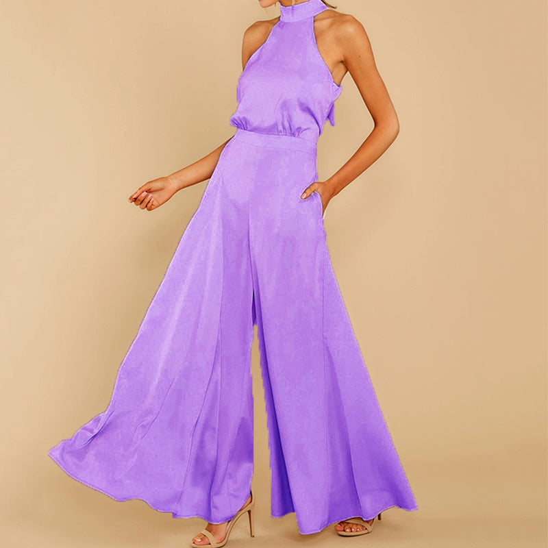 Women's Strapless High Waist One-piece Wide-leg Trousers