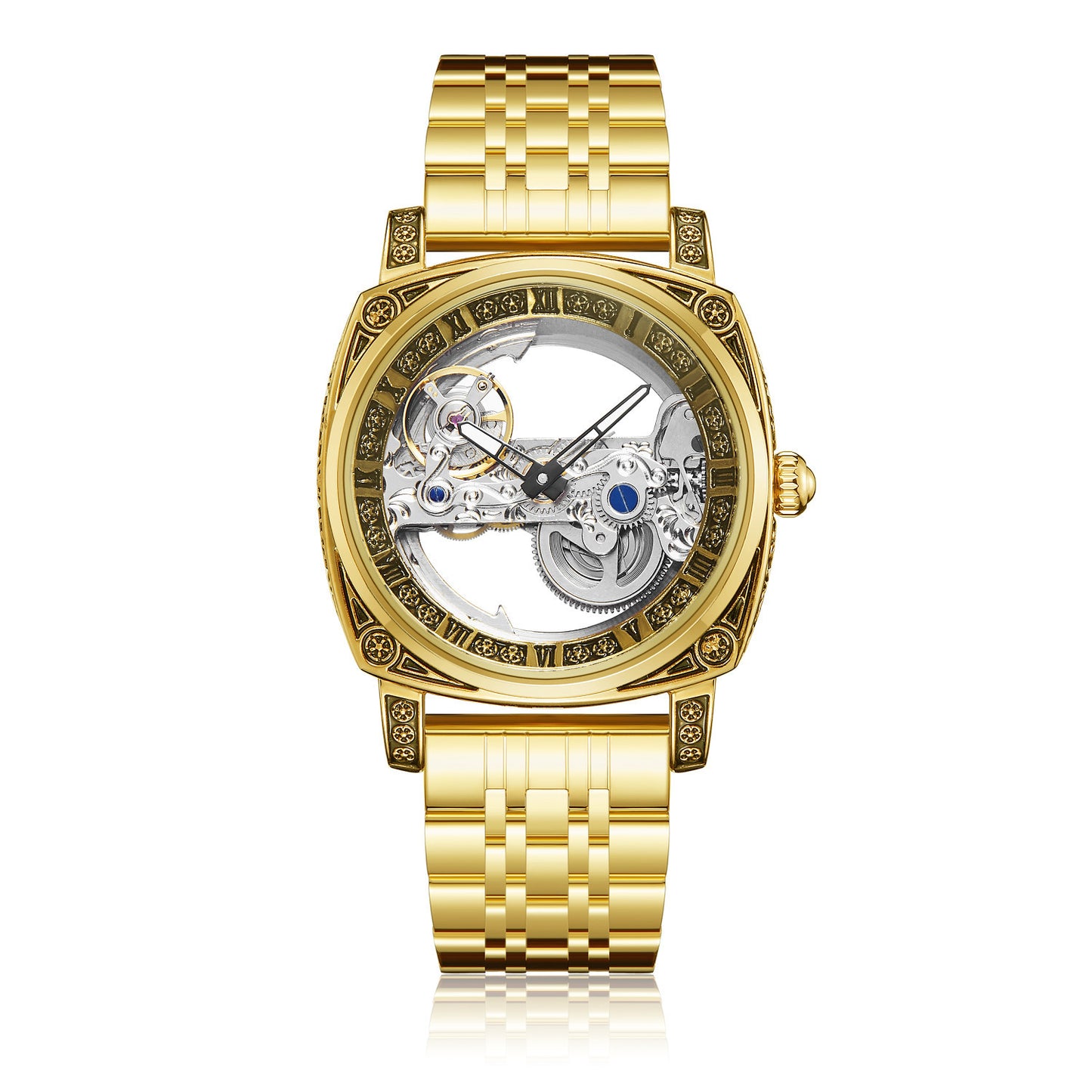 Relief-embossed Vintage Luminous Self-winding Mechanical Watch