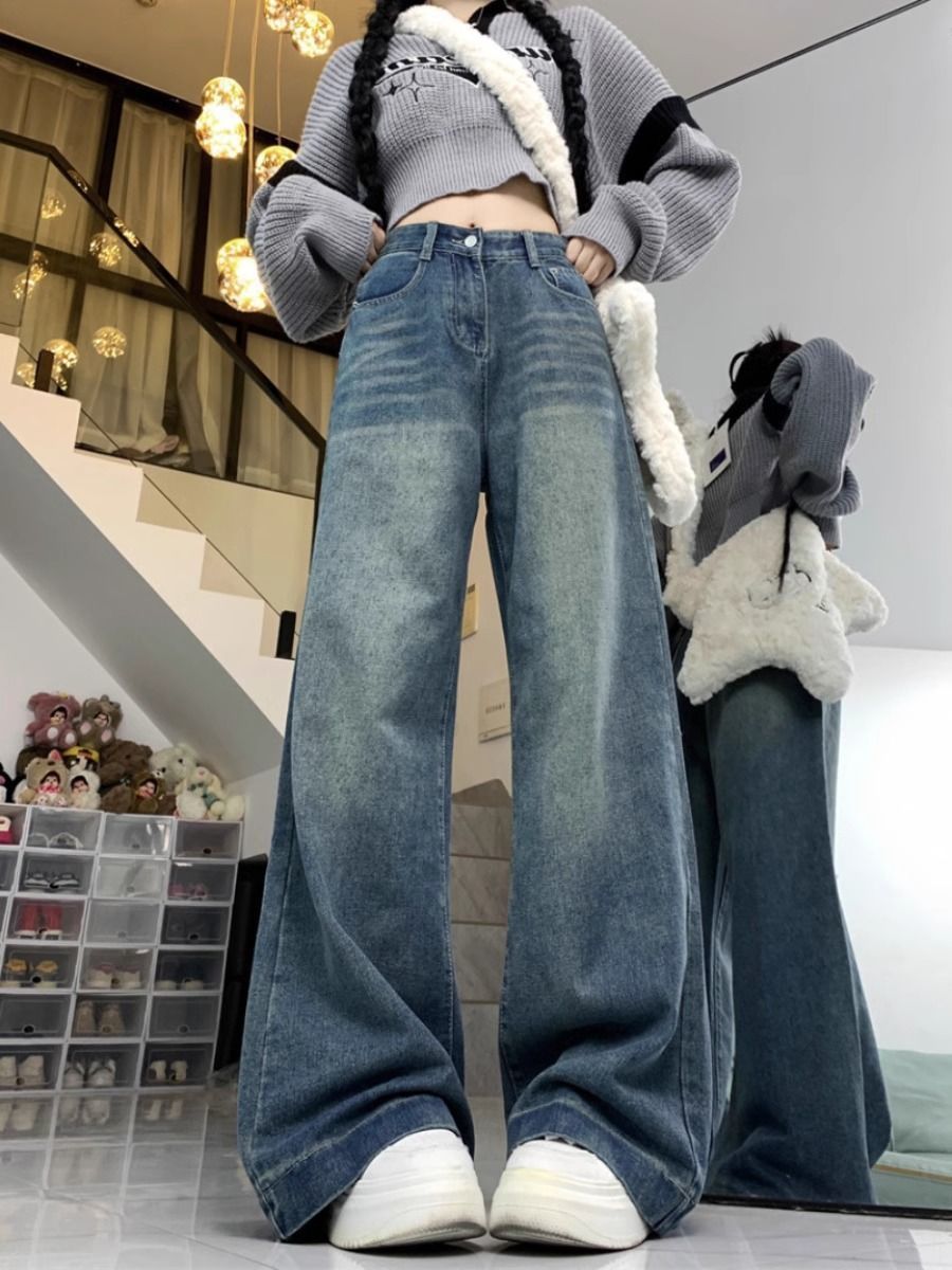High Waist Loose And Slimming Wide-leg Straight Pants