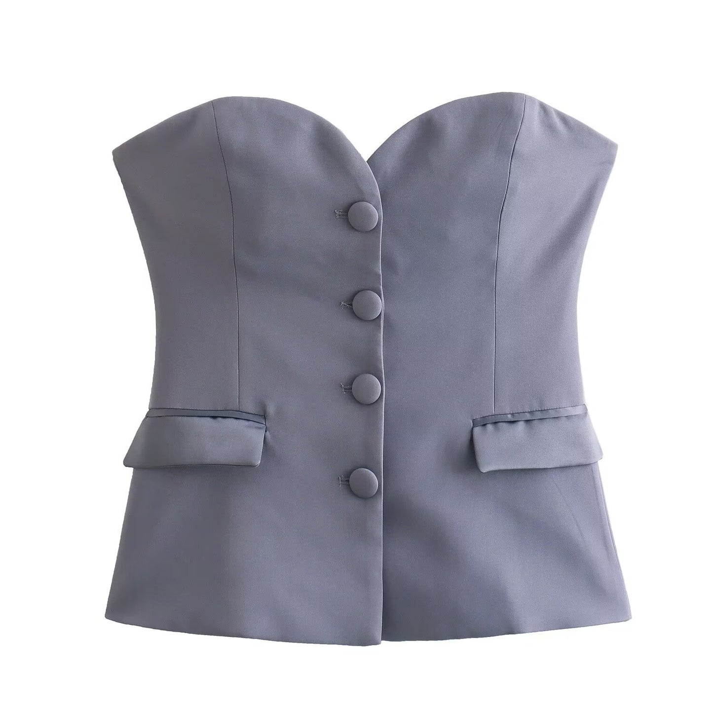 New Summer Silk-satin Textured Spliced Corset-style Top