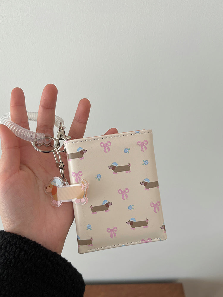 Large Capacity Multiple Card Slots Floral Dachshund Three-fold Wallet
