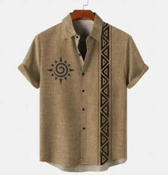 Men's Versatile Casual Loose Button Printed Shirt