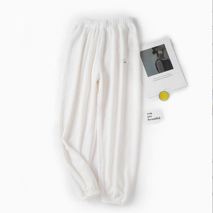 Loose-fitting Ankle-cinched Casual Pants With A Brushed Liningextra-thick And Cozy For Lounging At Home
