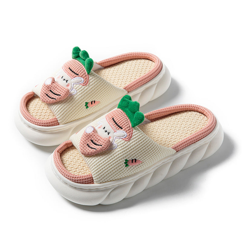 Thick Toe Linen Female PVC Slippers