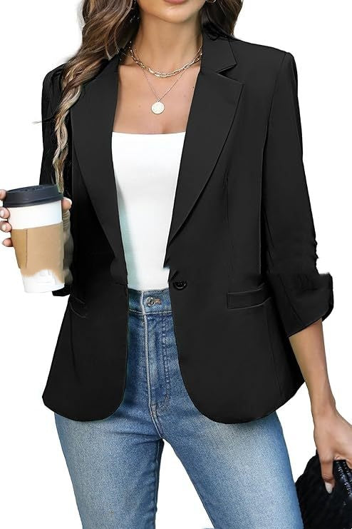 Solid Color Lightweight Slim Suit Jacket
