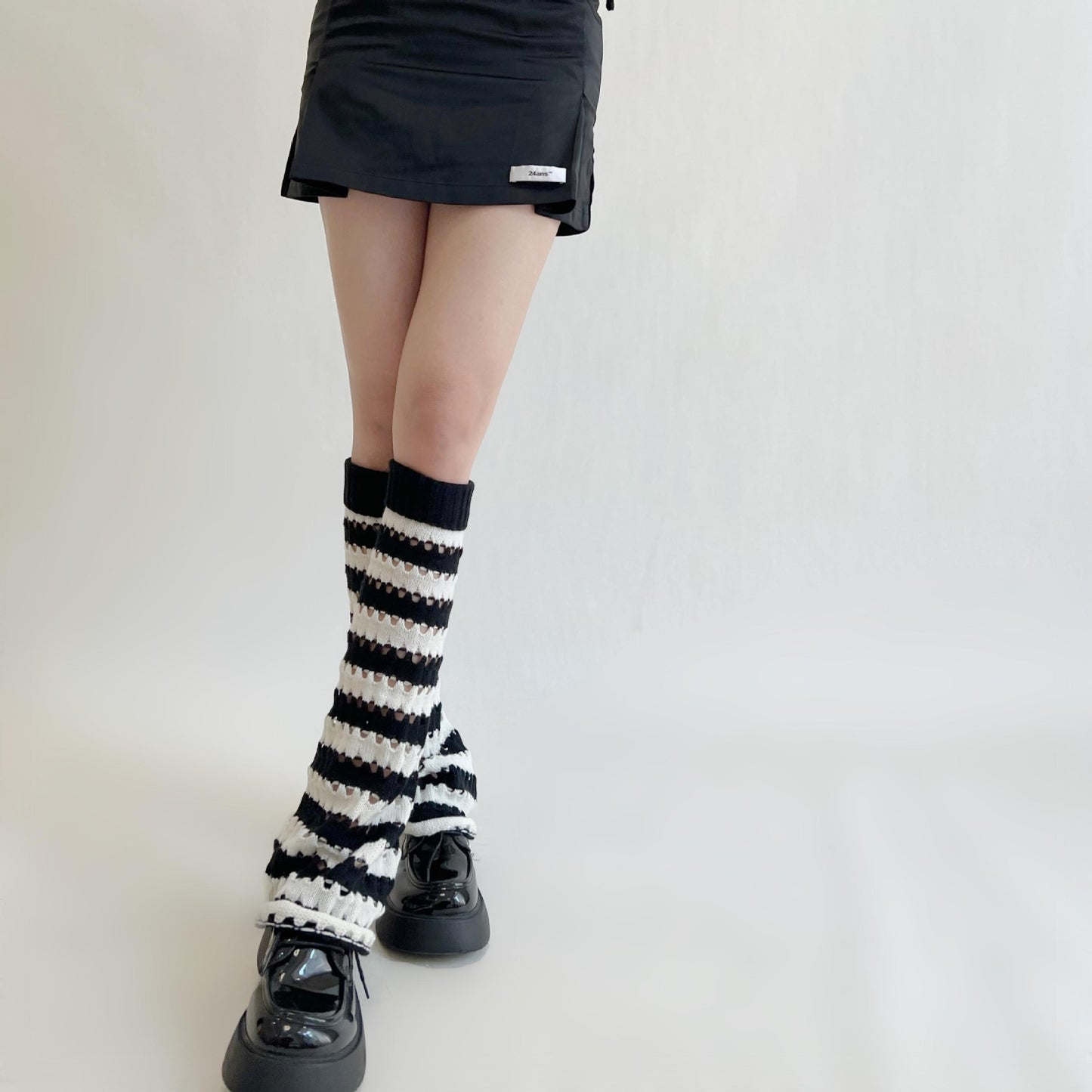 Striped Hollow Knitting Wide Leg Socks