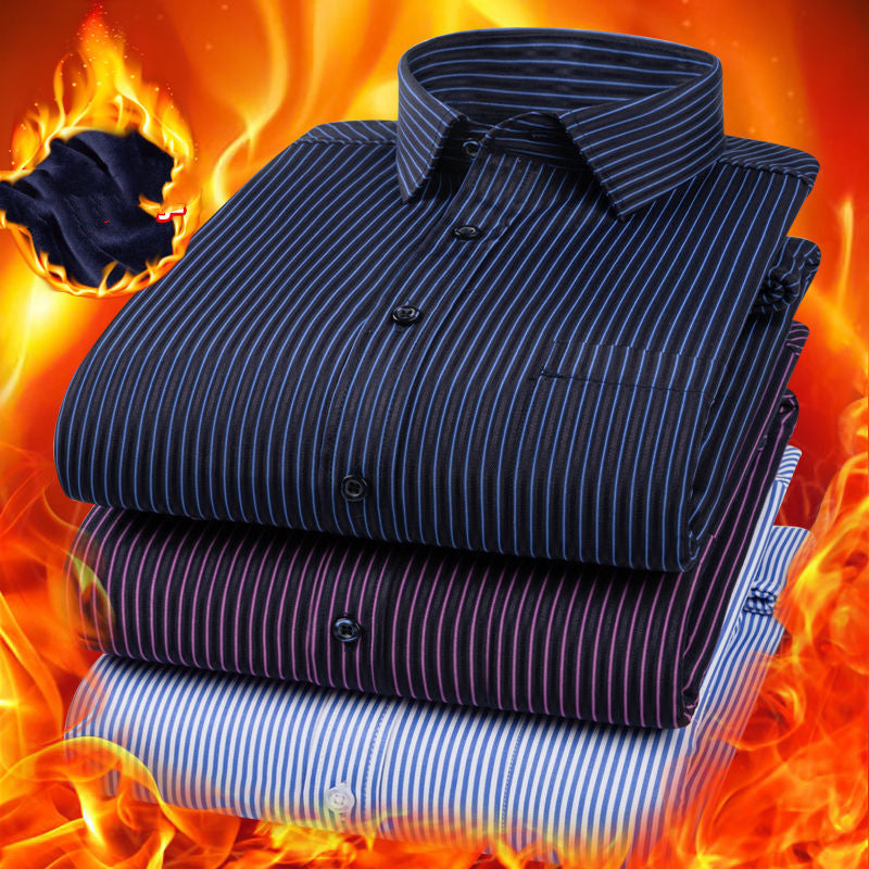 Men's Warm Shirt Plus Velvet Padded Long Sleeves