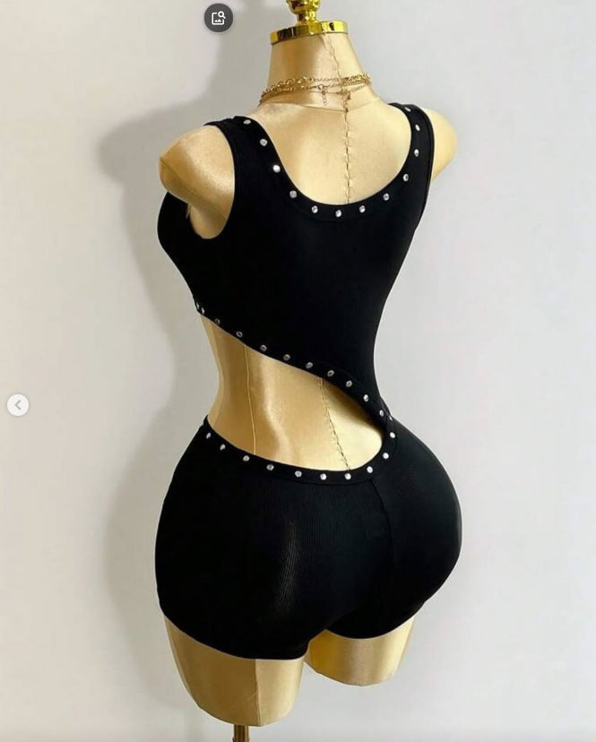 Irregular Sleeveless T-shirt And Romper Shorts
