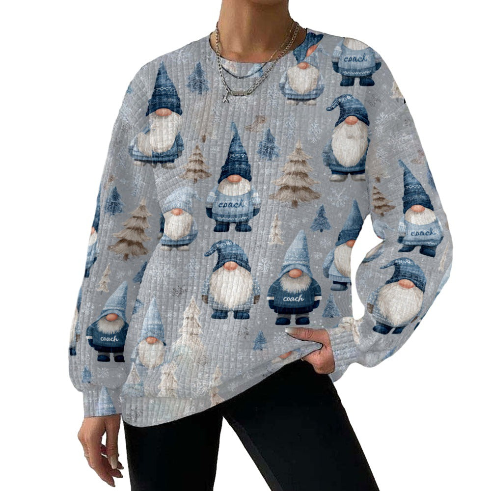 Digital Printing Pattern Shading Fashion Trend Round Neck Long Sleeve Sweater