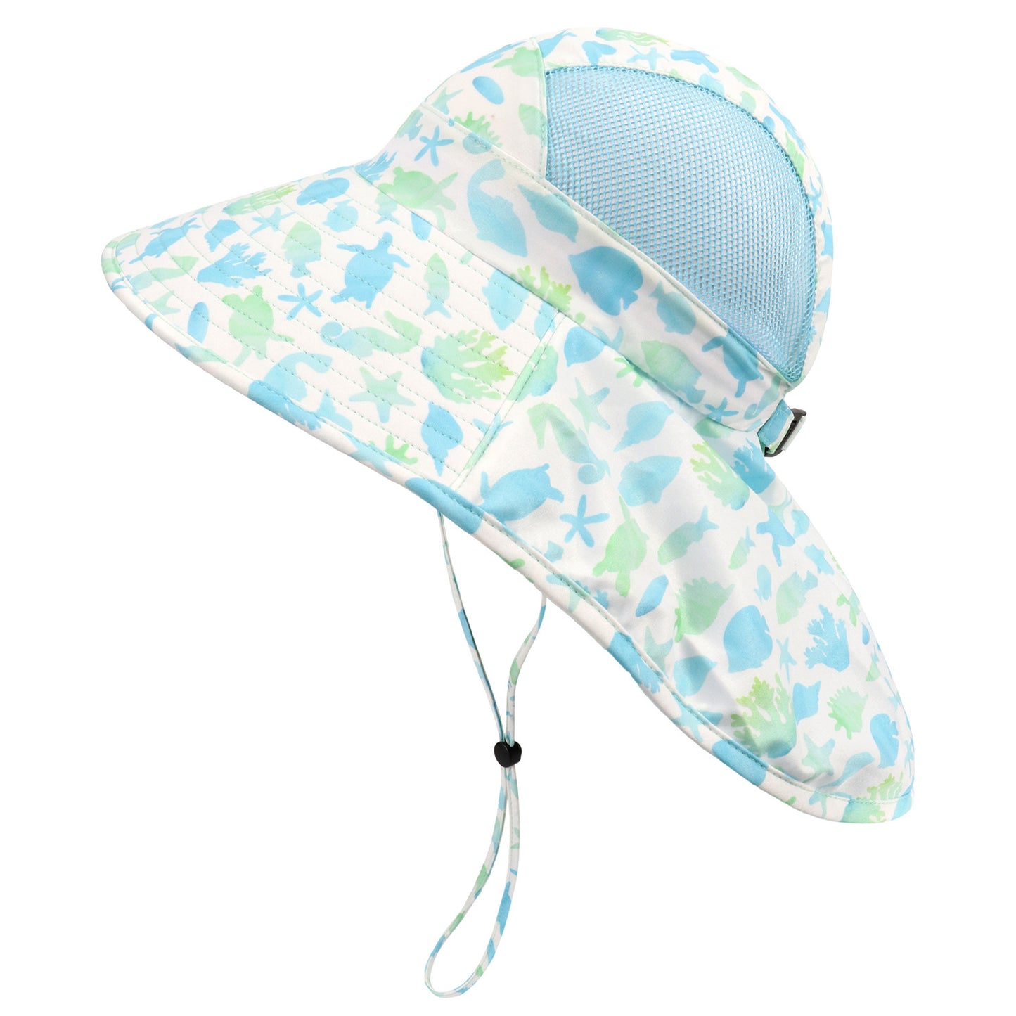 Children's Big Eaves Animal Printing Air-permeable Beachwear Neck Protection Bucket Hat Quick-drying Shawl Hat