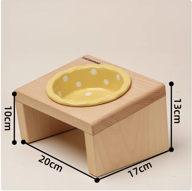 Beech Pet Heightened Bowl Rack Ceramic Neck Protector