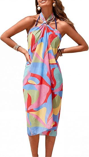 Women's Sheer Sarong High-Slit One-Size Swimsuit Cover-Up