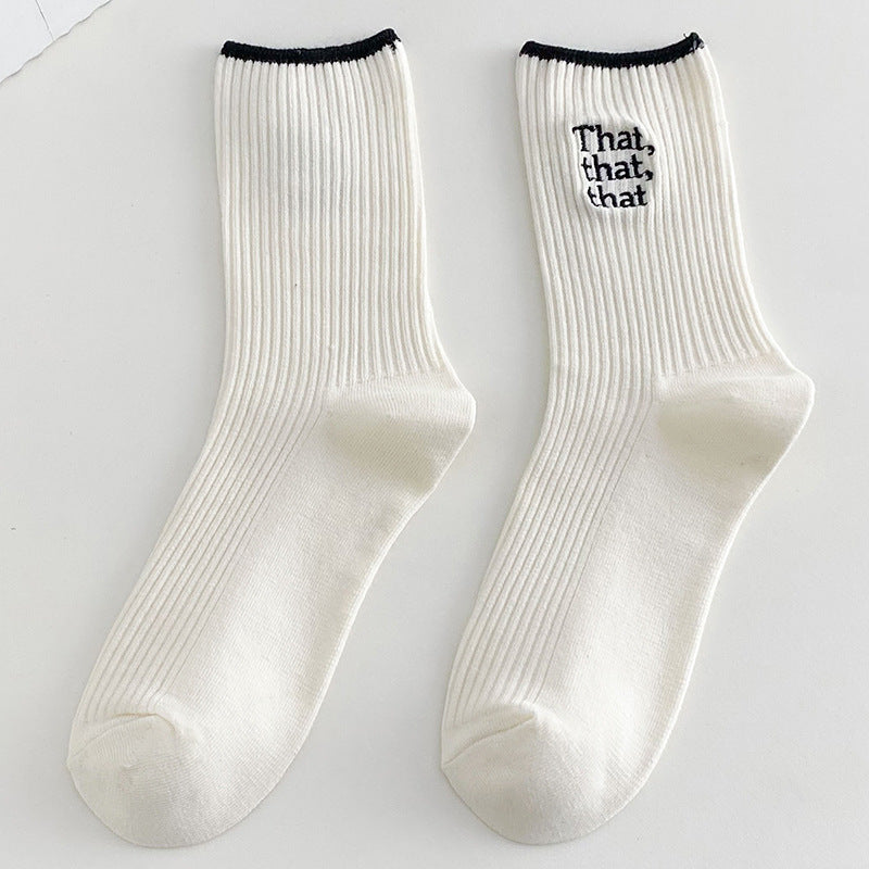 New Women's Cute Letter Embroidery Socks