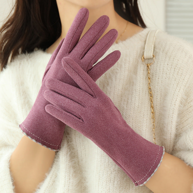 Women's Fleece Gloves Warm And Cold Protection Cute Touch Screen