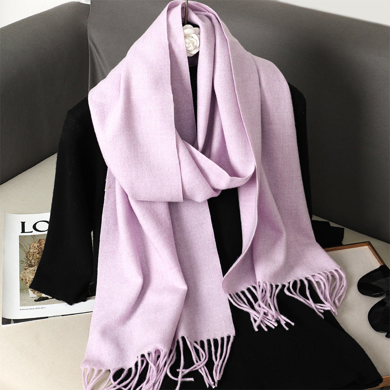 Solid Color Maillard Scarf Cashmere-like Women Warm Shawl