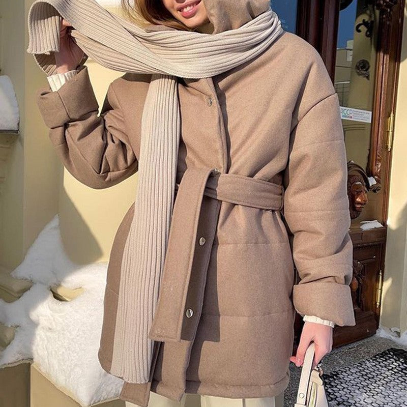 Önden Düğmeli Kadın Parka Kabanı