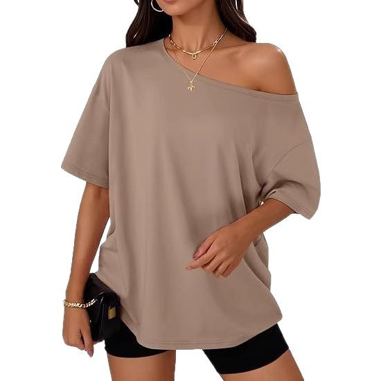 Women's T-shirt Casual Fashion Diagonal Collar Top