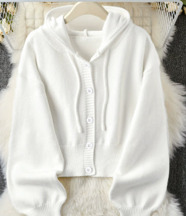 Women's Ivory Yellow Oversized Hooded Cardigan