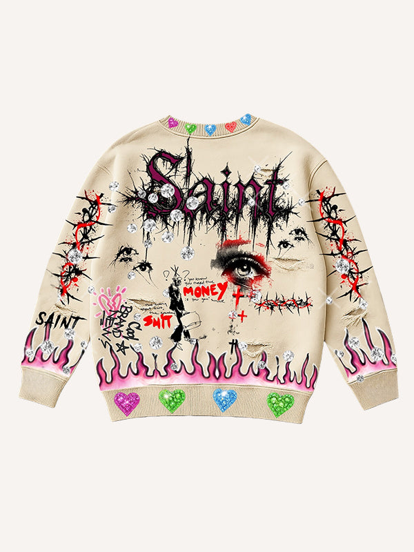 Women's Halloween Printed Crew Neck Sweatshirt