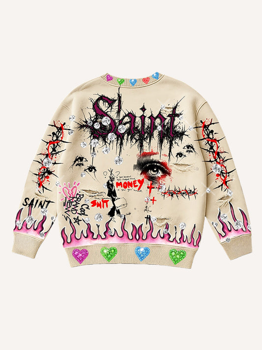 Women's Halloween Printed Crew Neck Sweatshirt