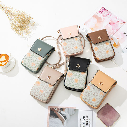 Women's Korean Style PU Printed Zipper Buckle Crossbody Bag