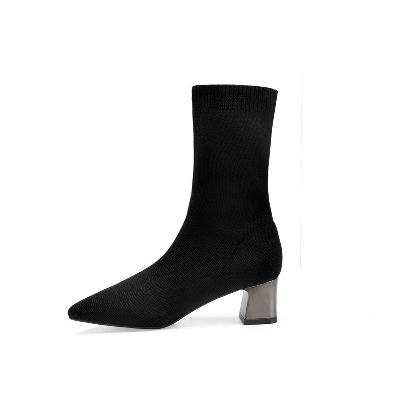 Winter Socks Boots High Heel Women's Shoes