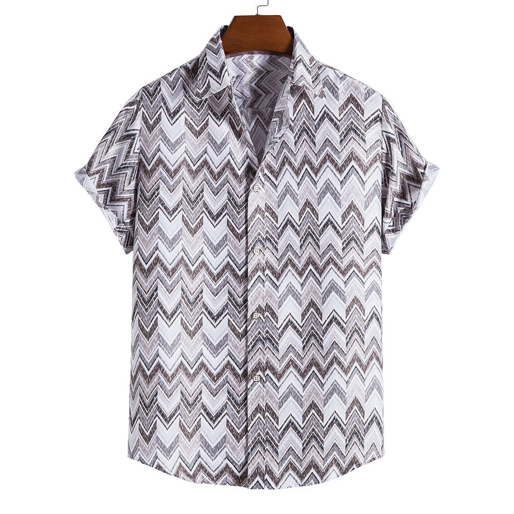 Men's Casual Short Sleeved Floral Shirt