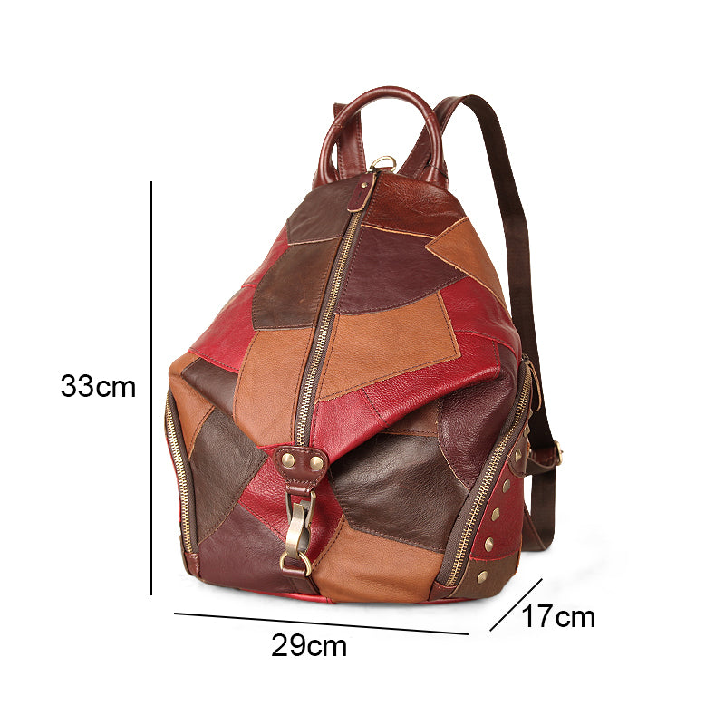 Retro Leather Backpackage Women's Large-capacity Backpack
