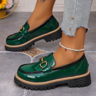 Retro Farvematchende Afslappede Chunky Hæl Plateau Pumps