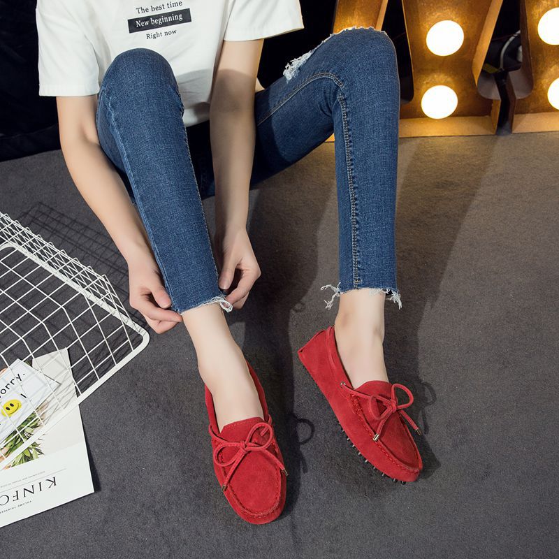The New Bowknot All-match Leather Breathable Shallow Flat Shoes