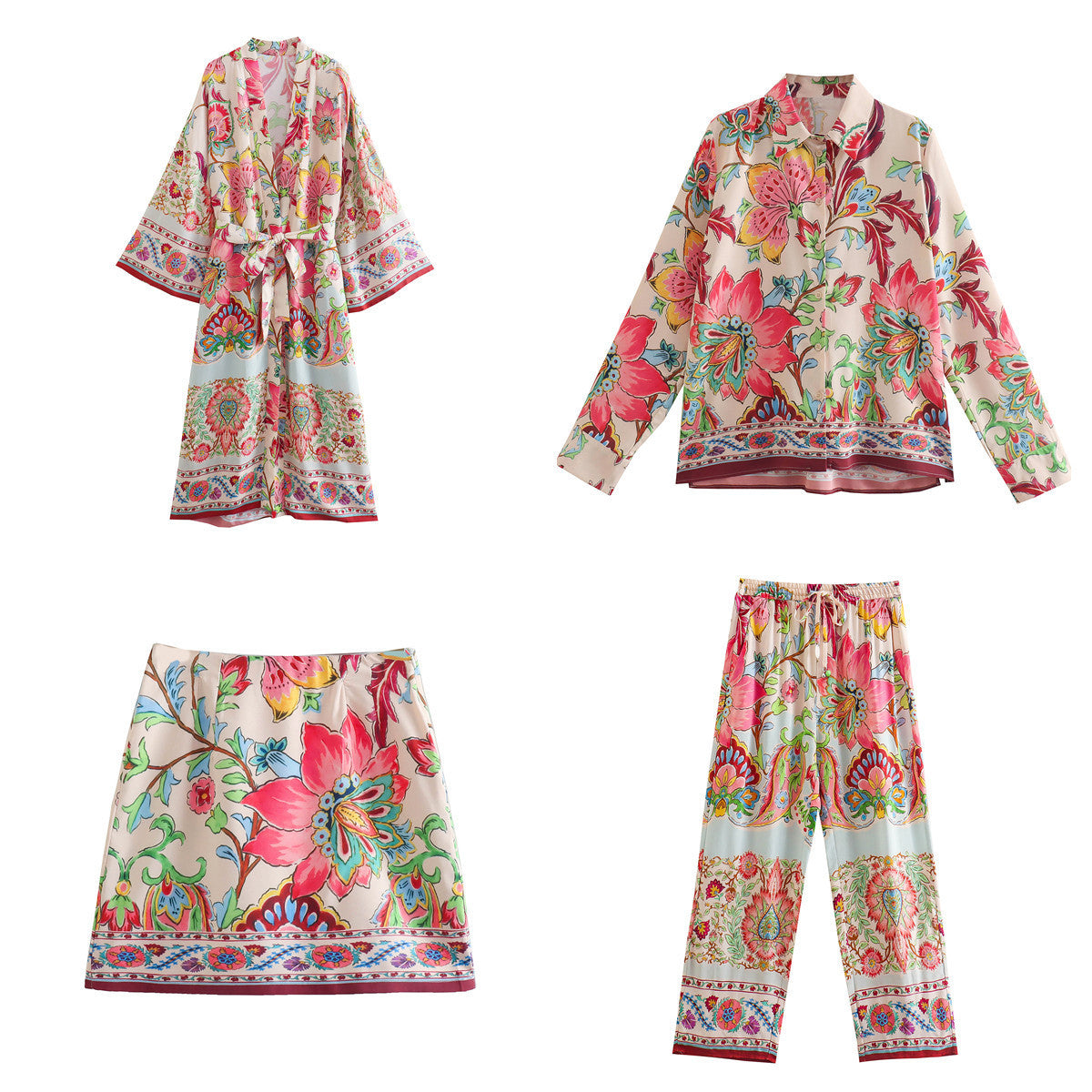 European And American Women's Clothing Fashion Printed Coat Shirt Skirt Pants Fashion Suit
