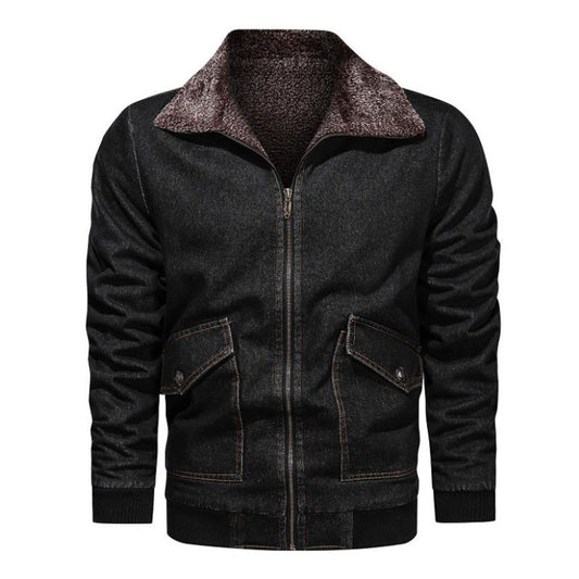 Winter Plus Velvet Thick Loose Lapel Plus Size Denim Jacket Men's Jacket