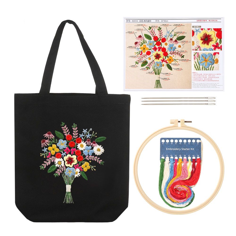 Hand-embroidered Canvas One-shoulder Handbag