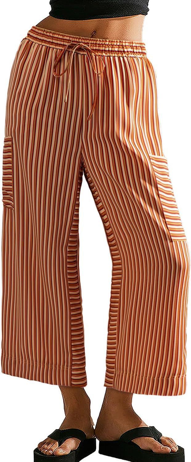 Summer Stripes Straight-leg Pants Women's Clothing