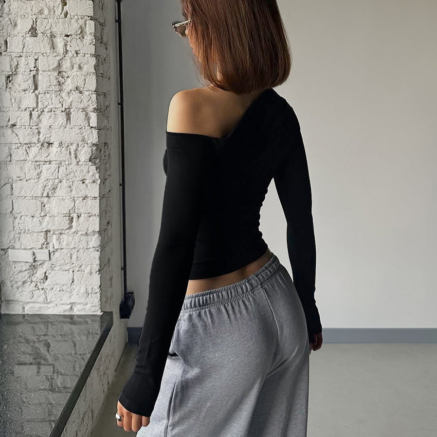 Langærmet stram off-shoulder top til kvinder