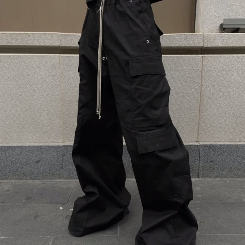 Multi-Pocket Workwear Mopping Wide Leg Casual Trousers