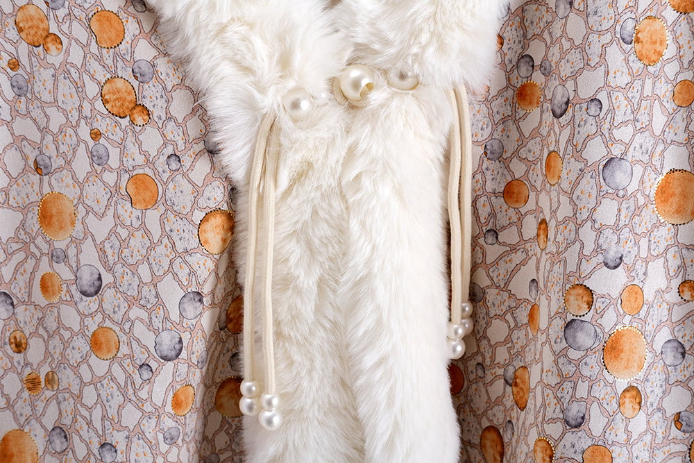 Winter Ethnic Print Hot Sale Big Fur Collar Cape And Shawl