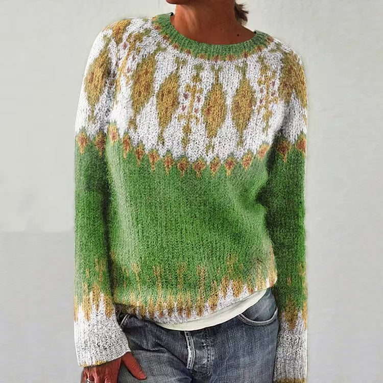 Round Neck Multicolor Loose Fashion Pullover Sweater