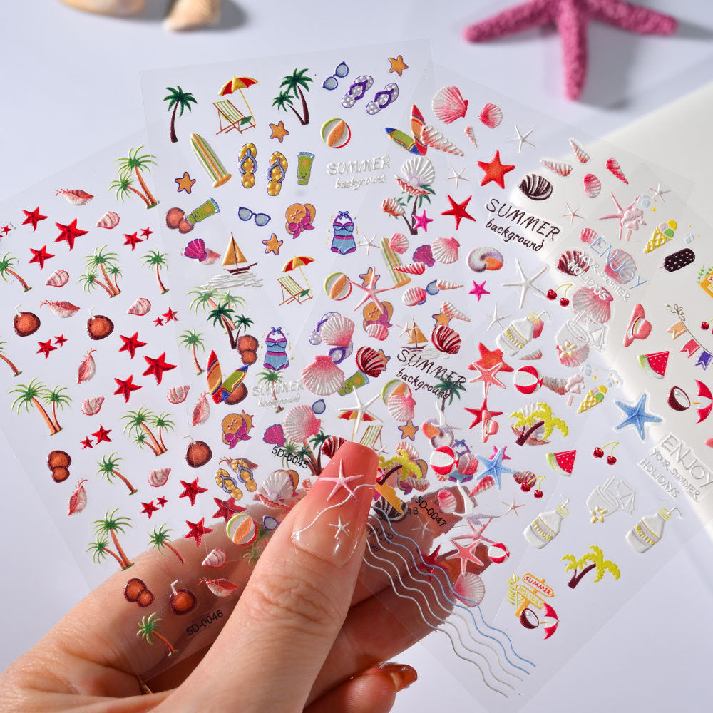 3D Ocean Wind 5D Relief Nail Sticker