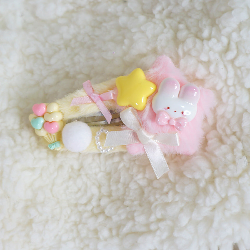 Cute Yellow Blue Plush XINGX Hairpin Headdress Lolita Bow