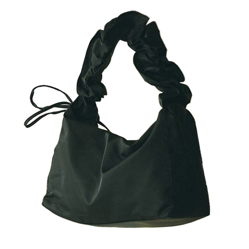 Student Large-capacity Pleated Canvas Nylon Underarm Shoulder Messenger Bag