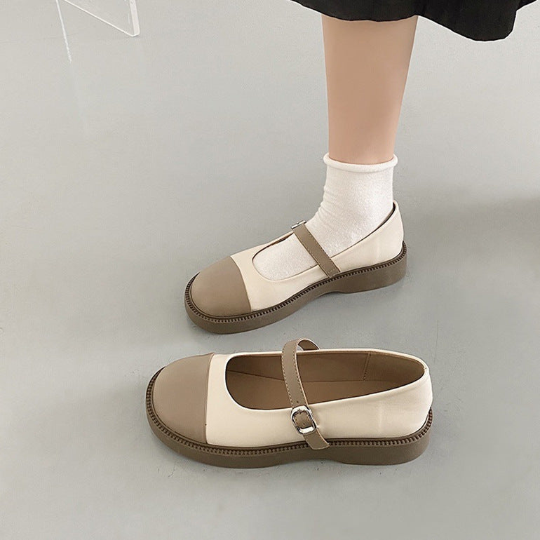 Women's Retro British Style Thick Sole High Leather Shoes