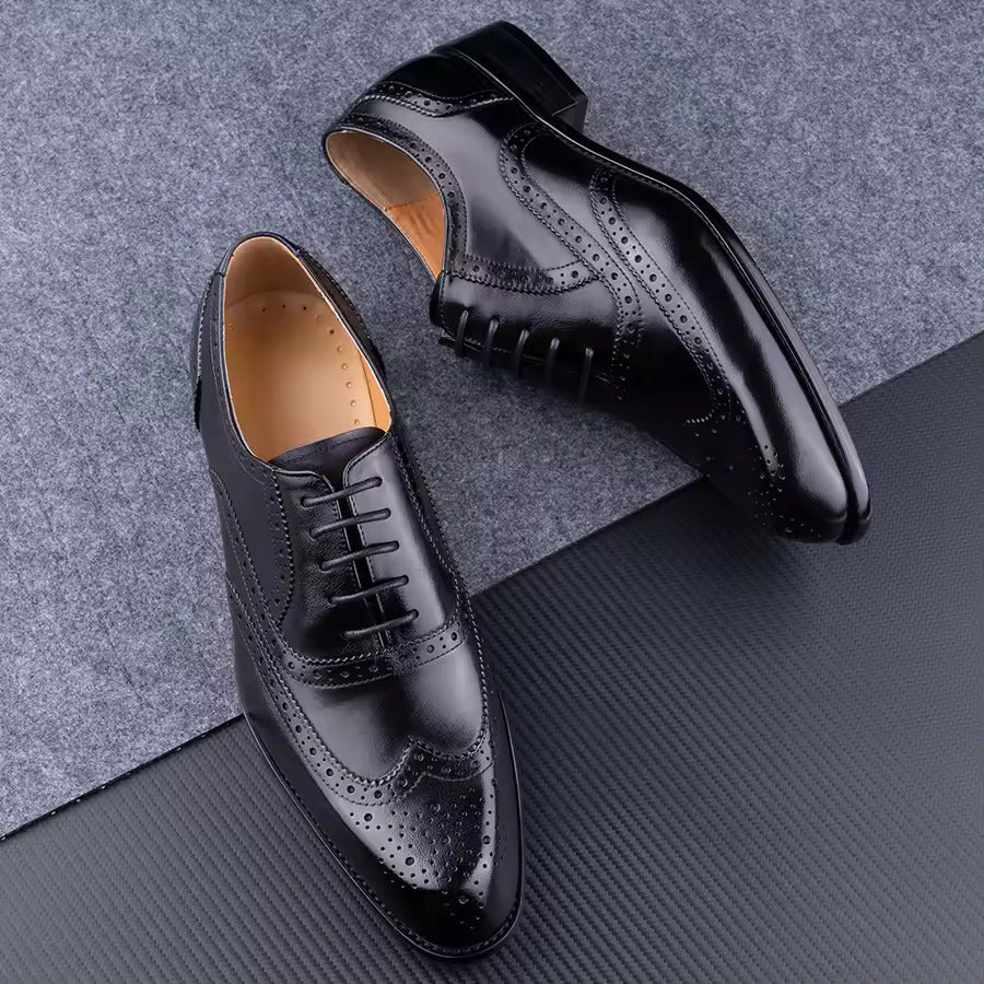 Men's Fashion Oxford Hand Carved Craft Purple Wedding Party Shoes