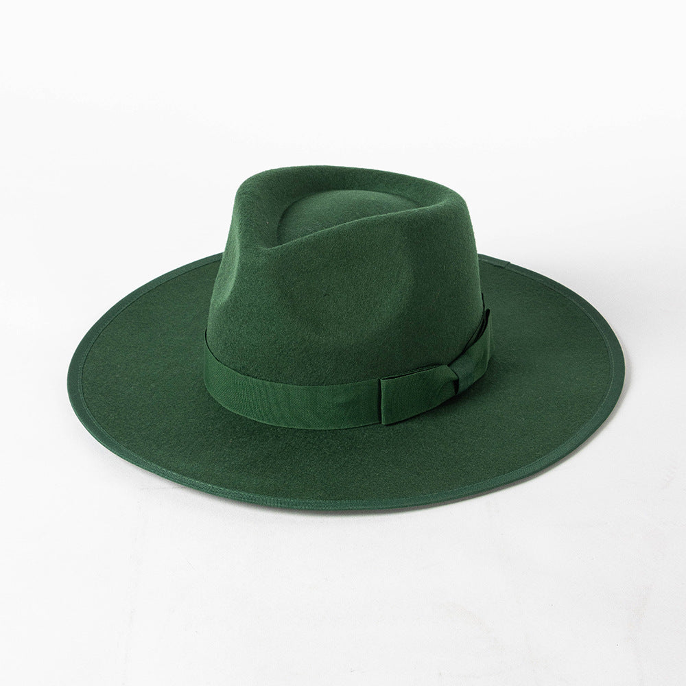 New Fashion Retro Crown Jazz Top Bow Wrapped Woolen Top Hat