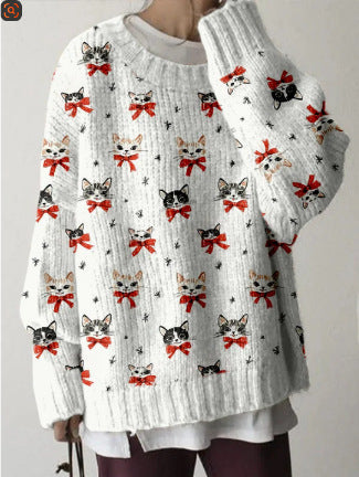 Womens Printed Crew-neck Loose-fitting Sweatshirt With A Soft Feel