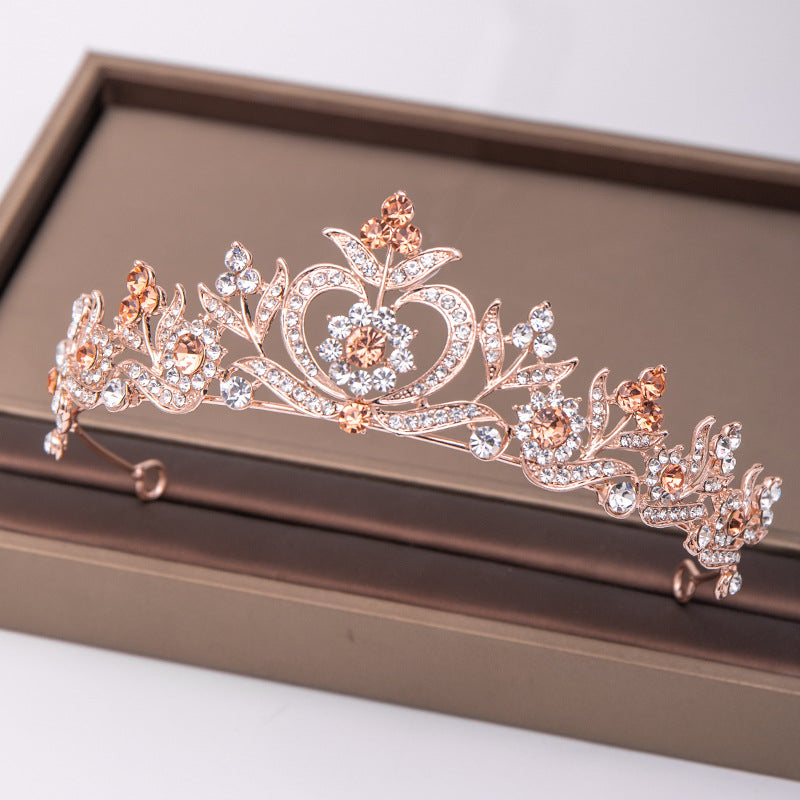 Popular Wedding Headdress, Leaf Diamond Baroque Bridal Crown With Accessories