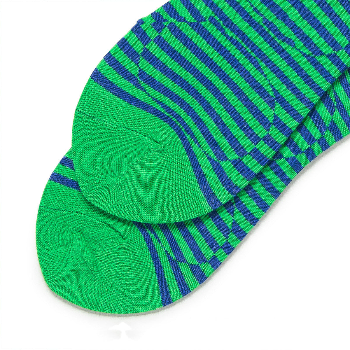 Striped Contrast Color Circle Socks Sports Spring And Autumn Cotton Green Mid-calf