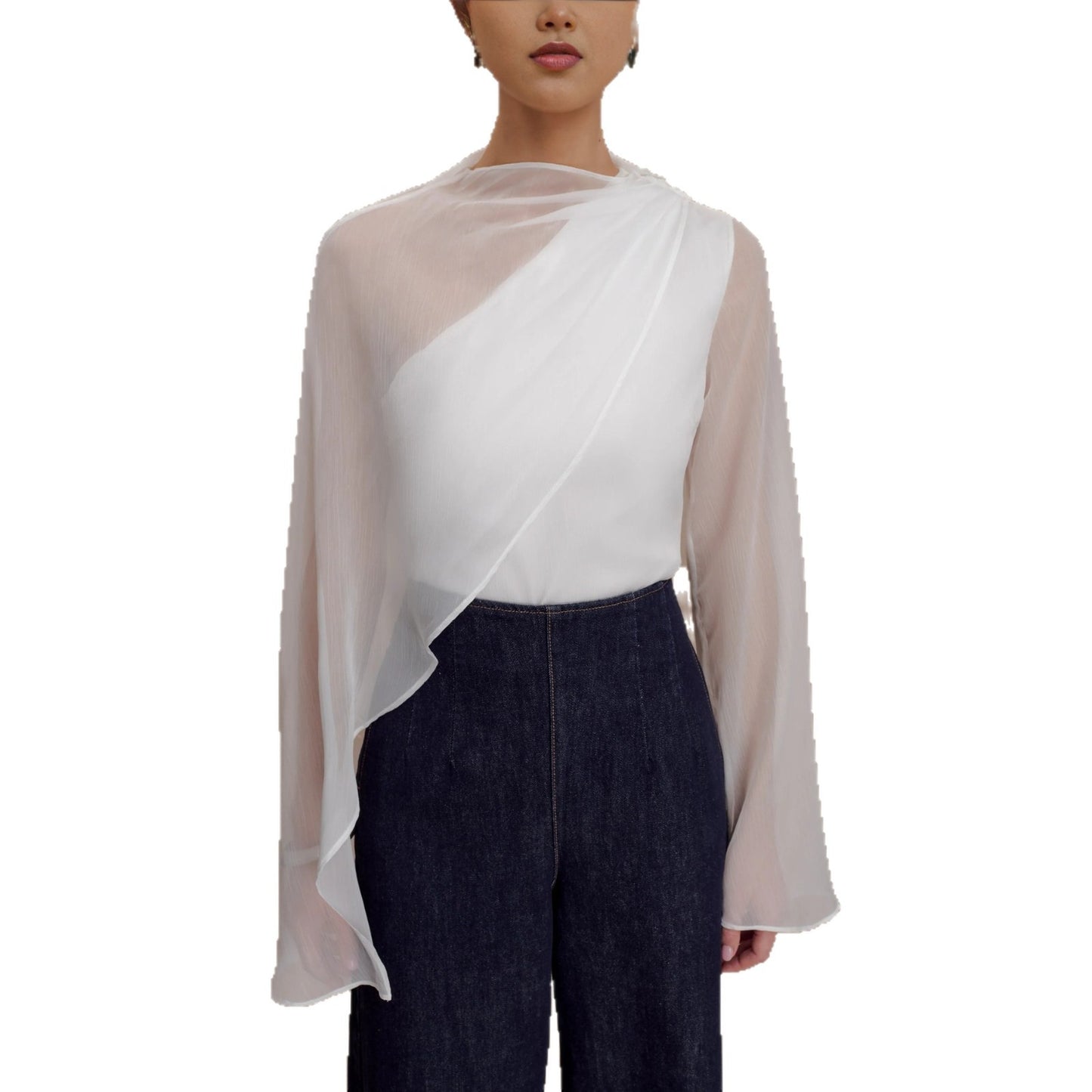 Womens Stylish Asymmetrical Shawl With Long Sleeves